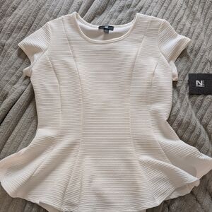 IZ Byer Women's Cream Textured Top